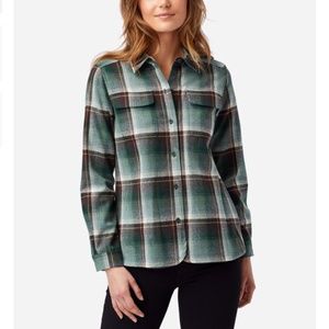 NWT Pendleton Green Button Down Wool Green Plaid S